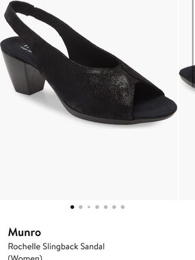 Munro Rochelle Black Peep-Toe Slingback Sandal